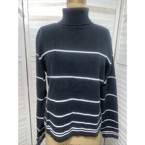 Liz Claiborne Vtg Womens Striped TurtleNeck Sweater Cotton Nylon Y2K 90s Large